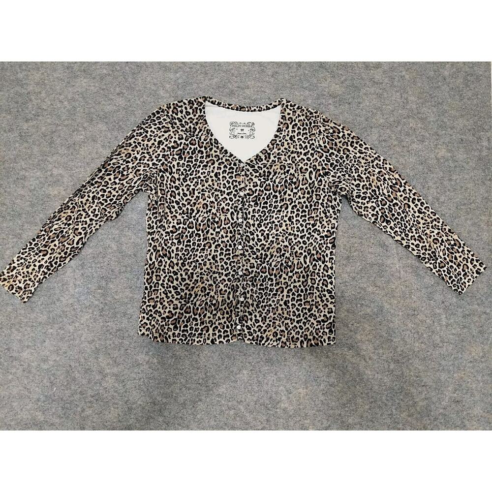 High Sierra Women's Button-Up Long Sleeve Leopard Print Cardigan